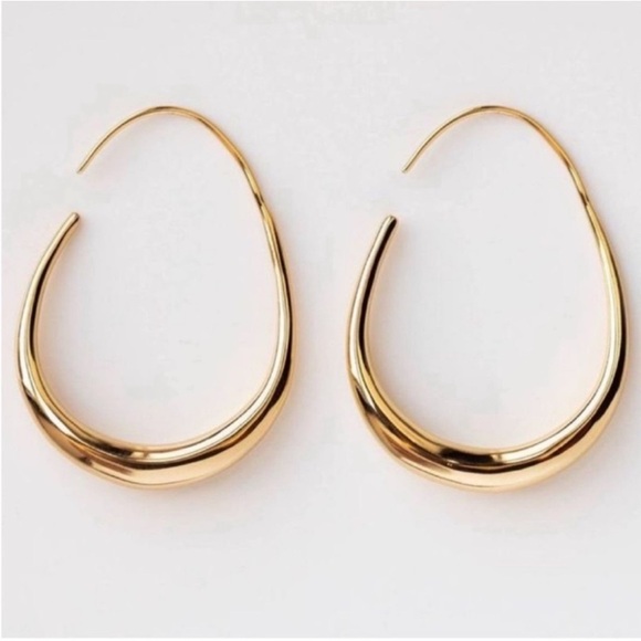 Anthropologie Jewelry - Goldie 14K  Gold Plated Hoop Earrings